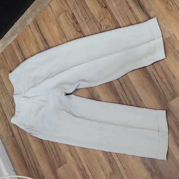 LAUREN RALPH LAUREN Pale Blue White Pinstripe Silk Shelter Island Pants Trousers - Picture 9 of 16